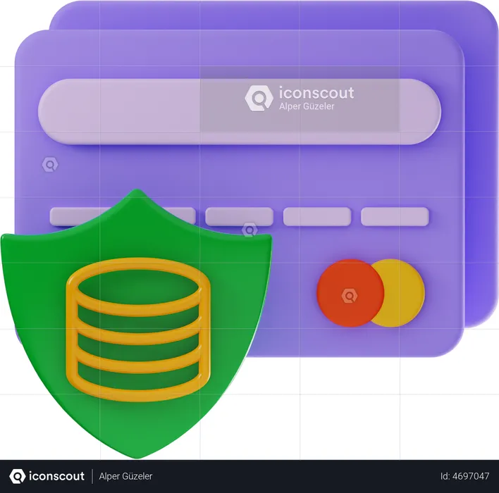 Base de datos segura de tarjetas  3D Illustration