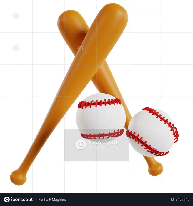 Baseball Bats and Balls  3D Icon