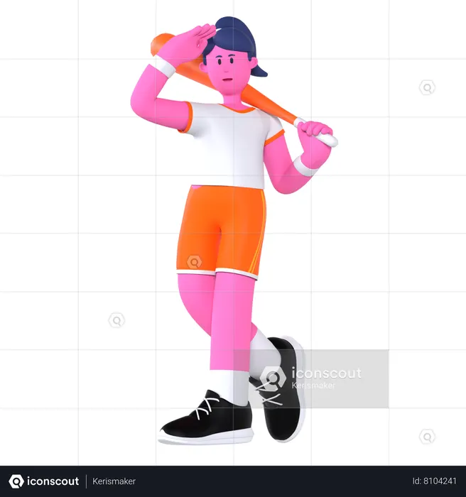 Baseball Player  3D Illustration