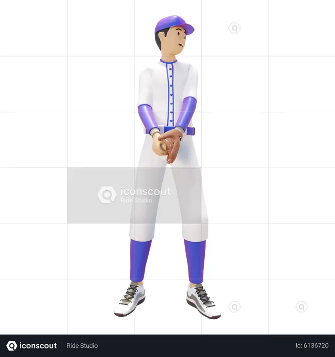 Baseball Player doing practice  3D Illustration