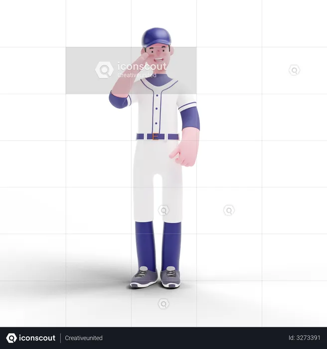 Baseball Player doing salute  3D Illustration