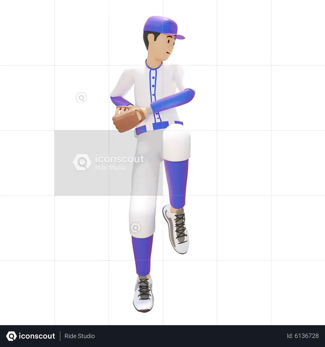 Cartoon Illustration Of A Baseball Player Pitcher Pitching Ball