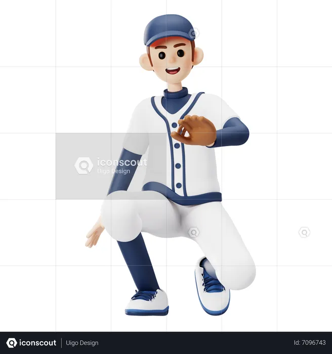 Baseball Player Getting Ready To Catch The Ball  3D Illustration