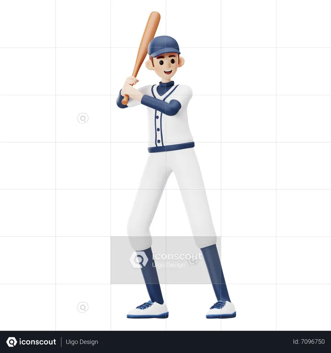 Baseball Player Getting Ready To Hit  3D Illustration