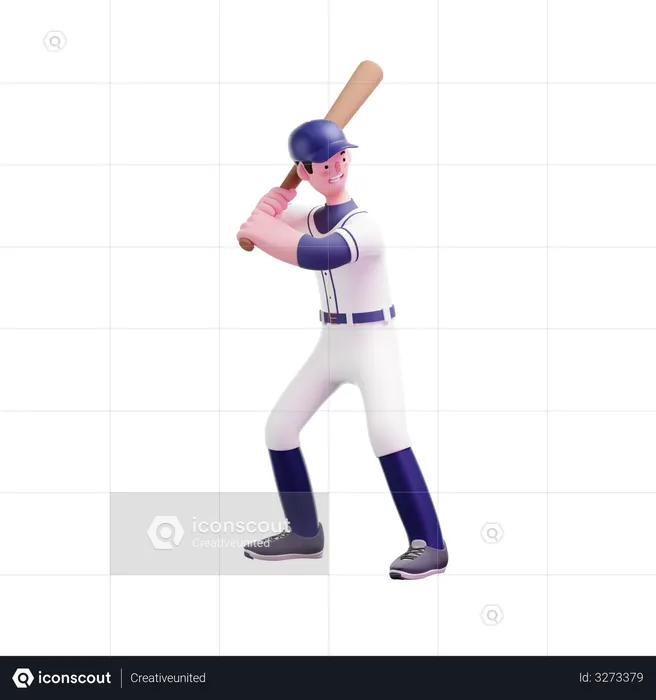 Baseball Player holding bat  3D Illustration