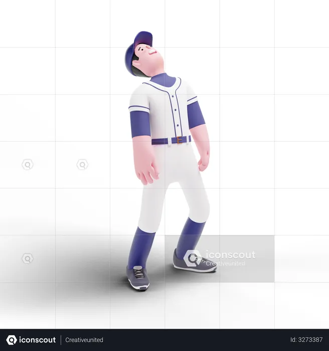 Baseball Player looking up  3D Illustration