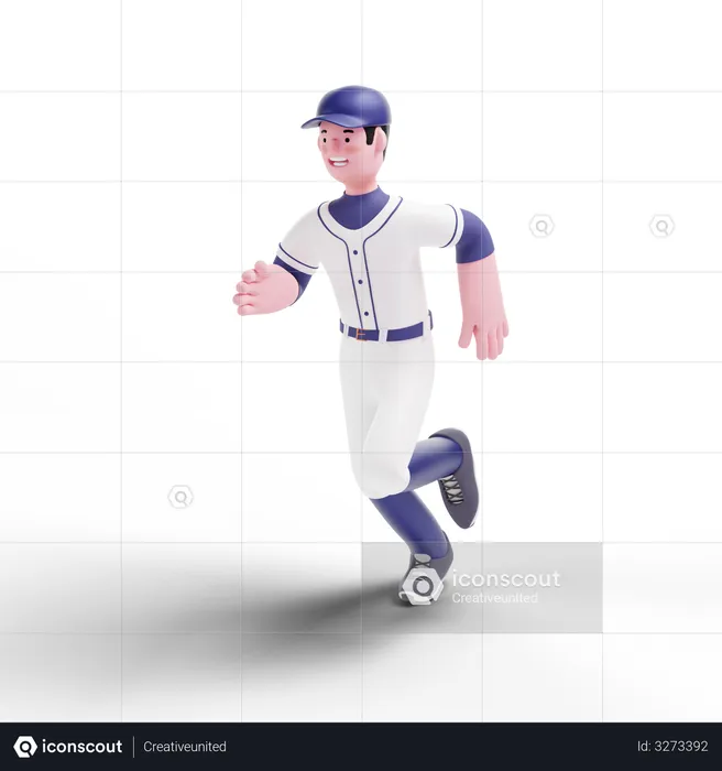 Baseball Player running in match  3D Illustration