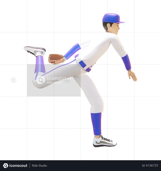 Baseball player throwing ball  3D Illustration