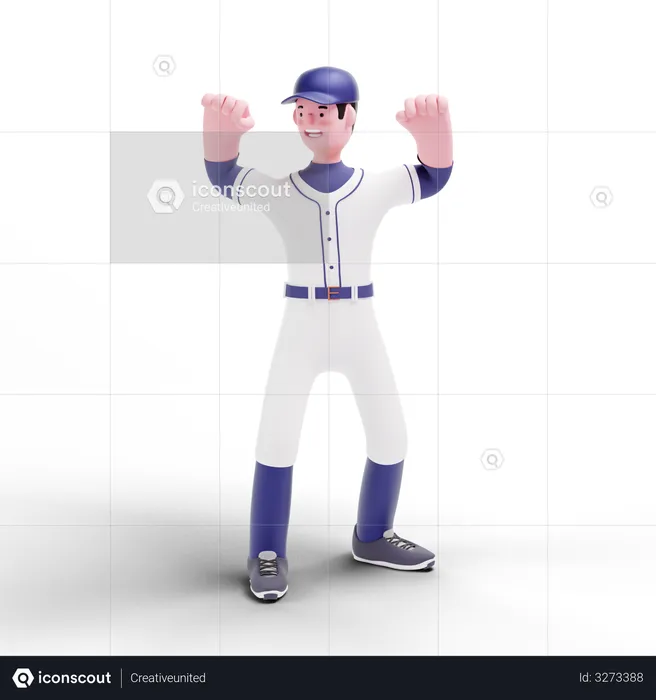 Baseballspieler beim Feiern  3D Illustration