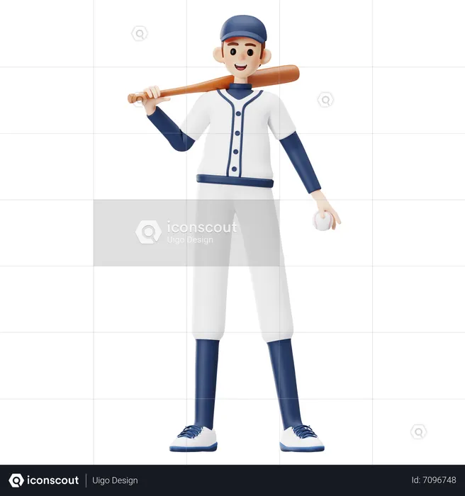 Baseball-Spieler-Charakter  3D Illustration