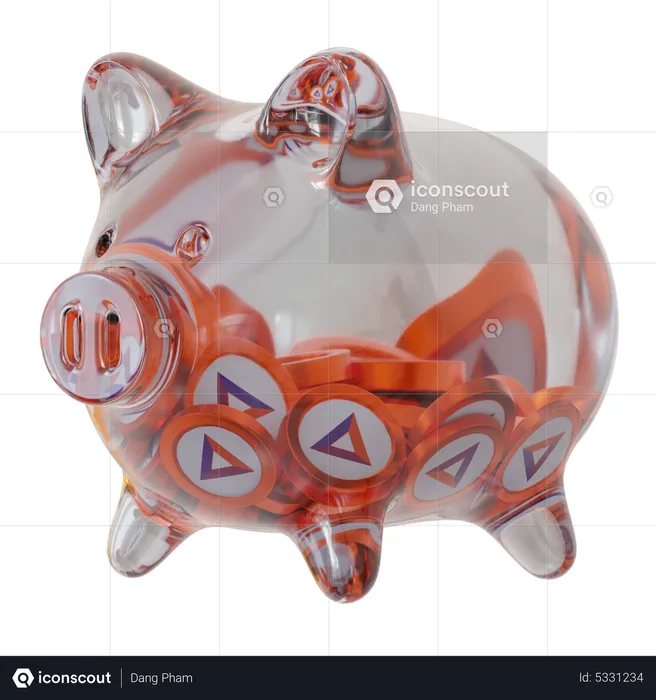 Basic Attention Token (BAT) Clear Glass Piggy Bank  3D Icon