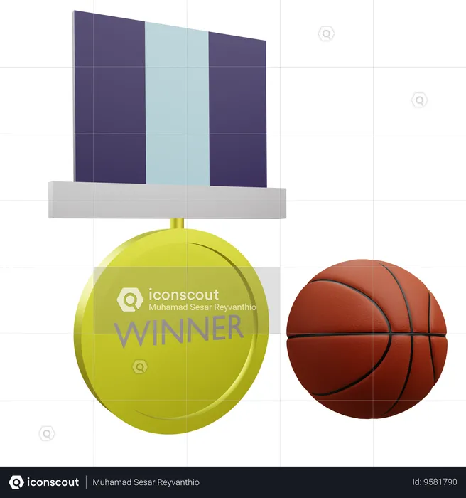 Médaille du vainqueur du basket-ball  3D Icon