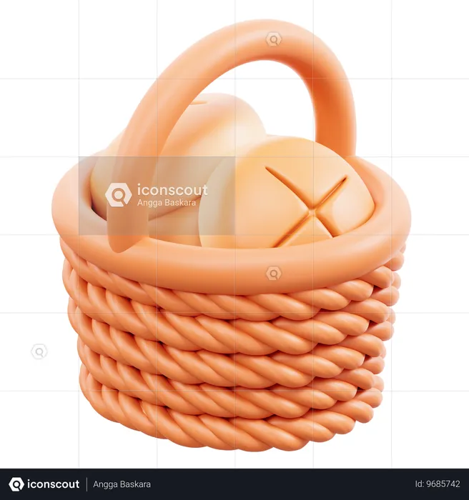 Basket Bread  3D Icon