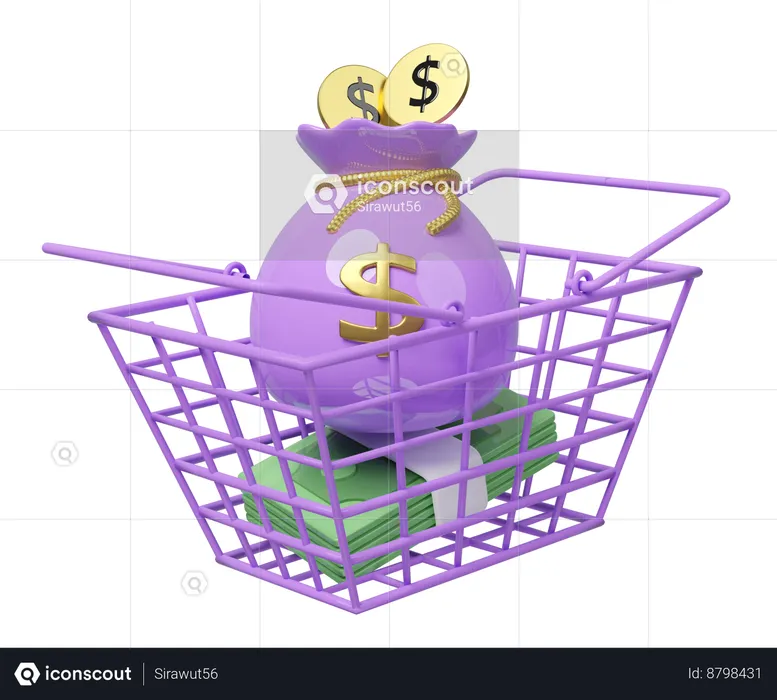 Basket Money  3D Icon