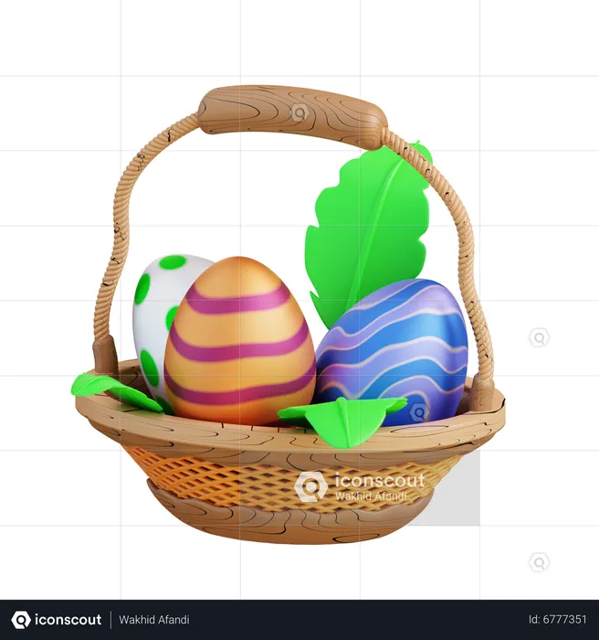 Basket Of Easter Eggs  3D Icon