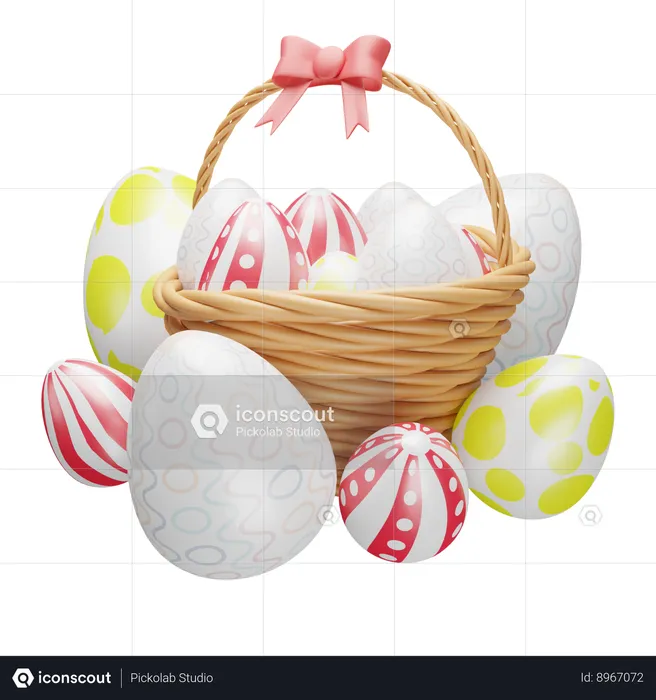 Basket with egg  3D Icon