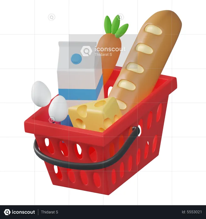 Basket With Foods  3D Icon