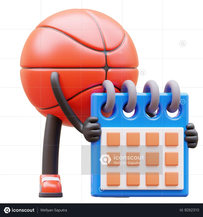 Basketball Character Holding Calendar Planning Schedule  3D Illustration
