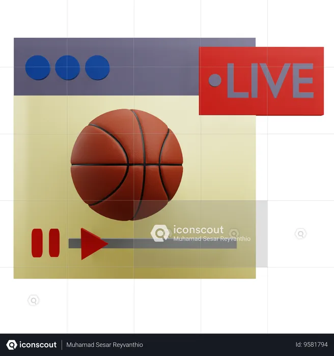 バスケットボールのライブ試合  3D Icon