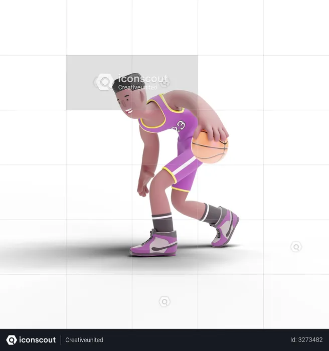 Basketball Player doing dribbling  3D Illustration