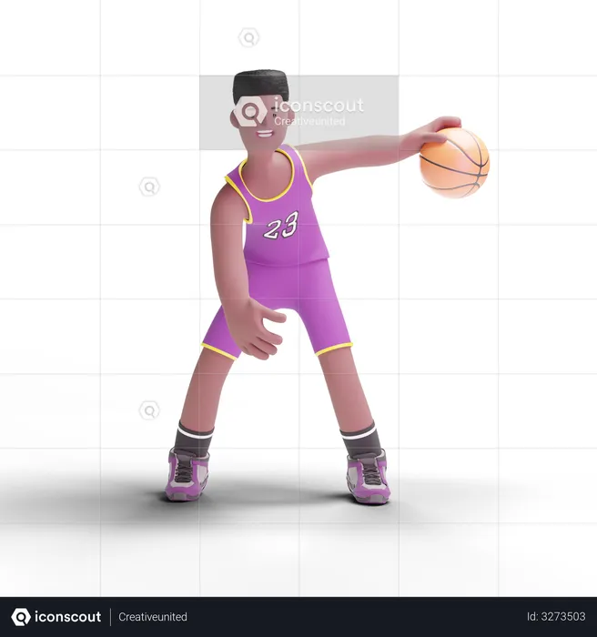 Basketball Player doing dribbling  3D Illustration