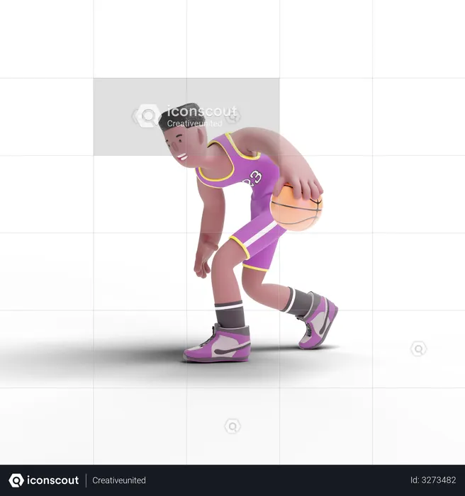 Basketball Player doing dribbling  3D Illustration