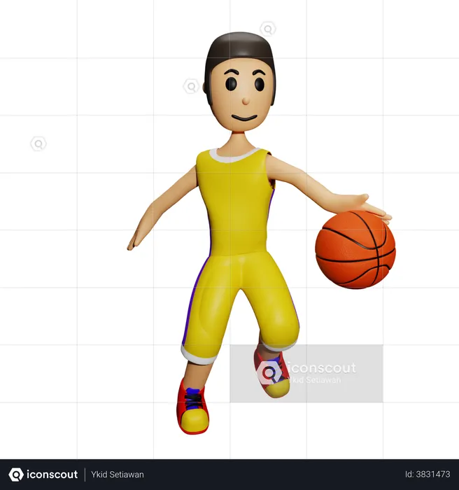 Basketball Player doing dribbling  3D Illustration