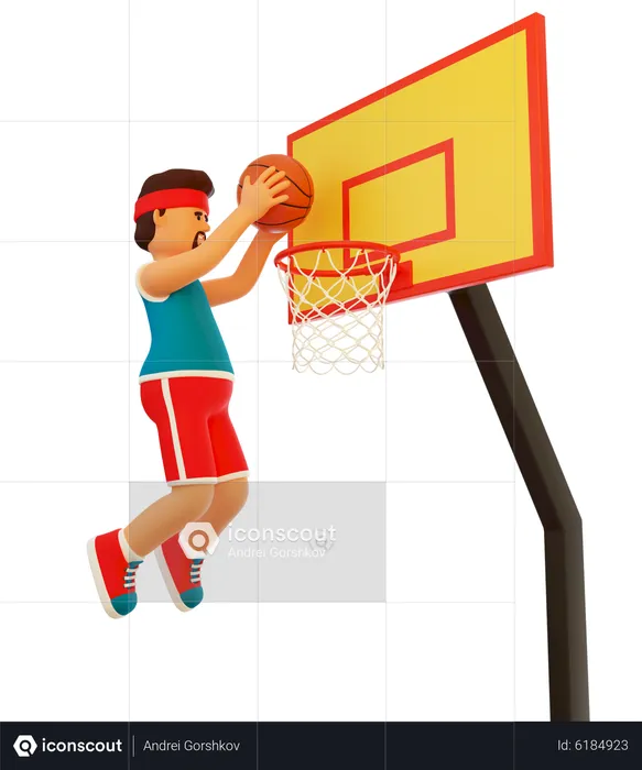 Basketball player doing hand Slam dunk  3D Illustration