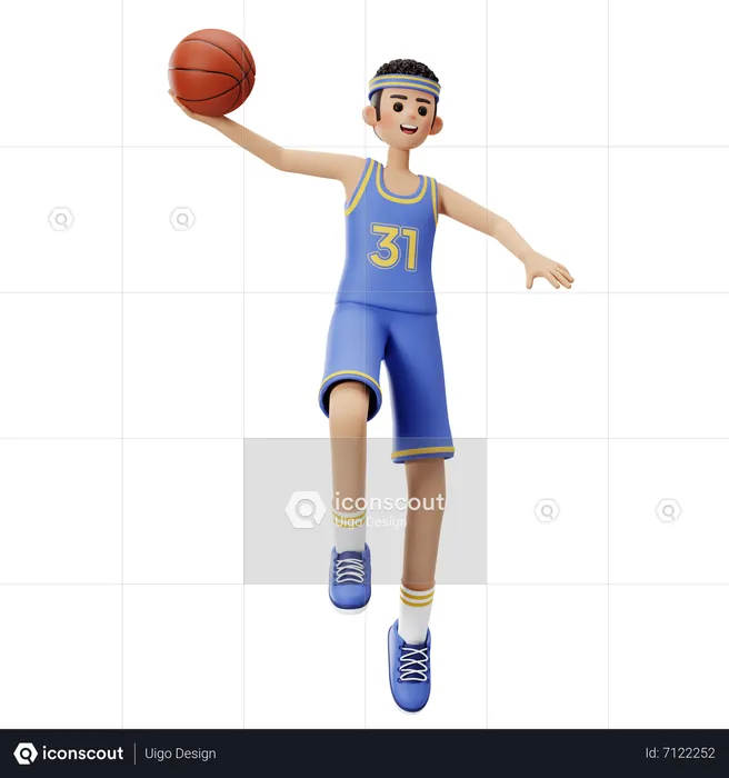 Basketball Player Doing Lay Up  3D Illustration