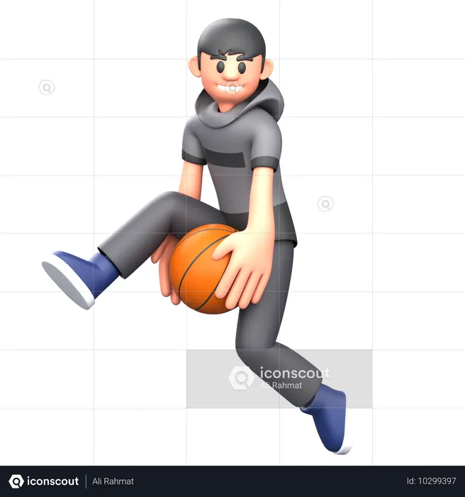 Basketball player dribbling basketball  3D Illustration