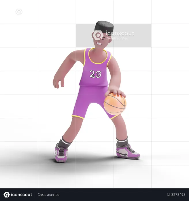 Basketball Player dribbling ball  3D Illustration