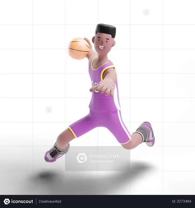 Basketball Player going for scoring goal  3D Illustration