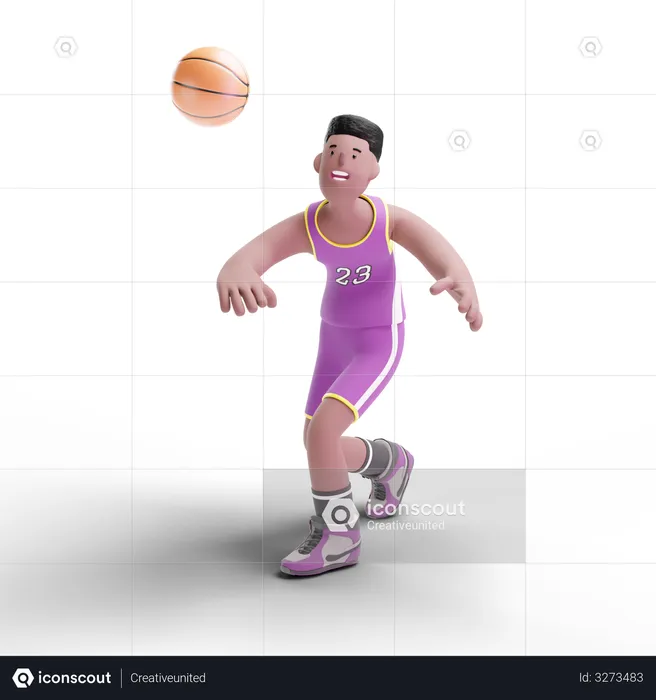 Basketball Player going to catch ball  3D Illustration