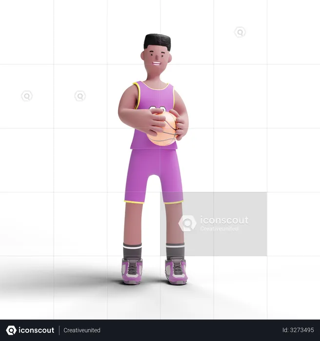 Basketball Player holding ball  3D Illustration