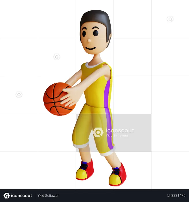 Basketball Player holding ball  3D Illustration