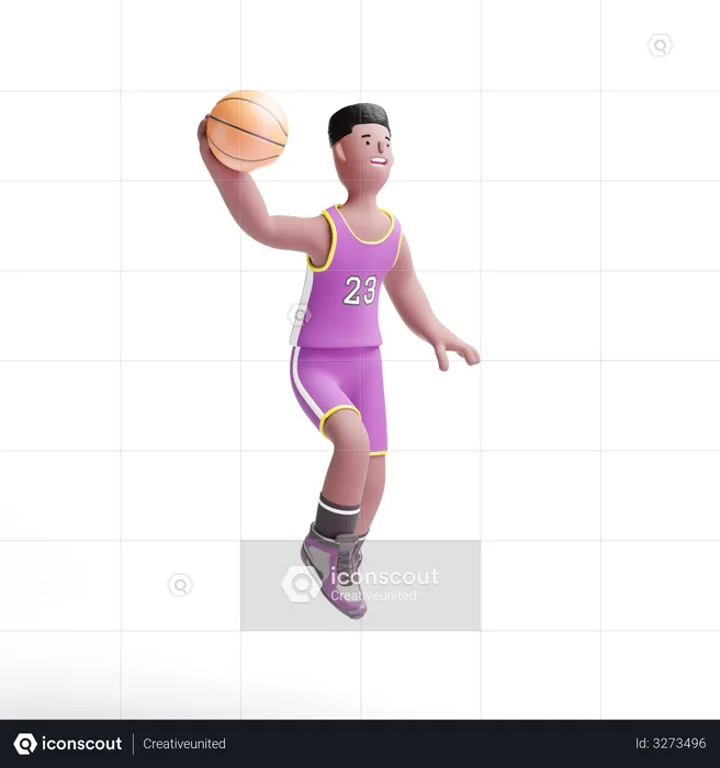 Basketball Player jumping  3D Illustration