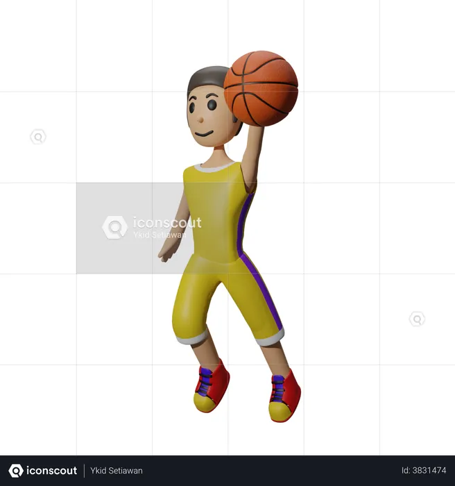 Basketball Player jumping in air  3D Illustration