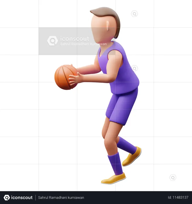 Basketball Player Passing Basketball  3D Illustration