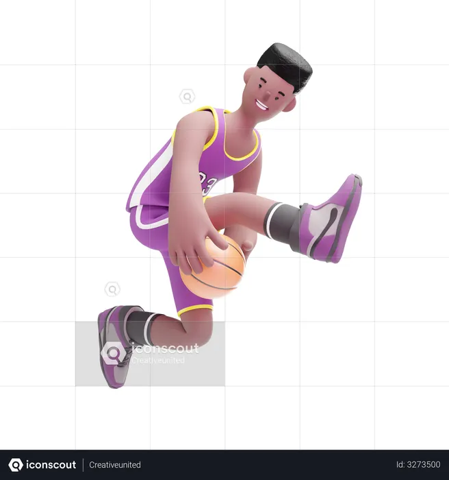 Basketball Player playing dribbling move  3D Illustration