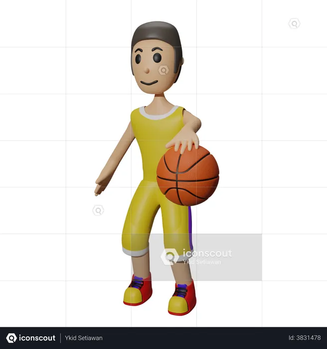 Basketball Player playing in match  3D Illustration