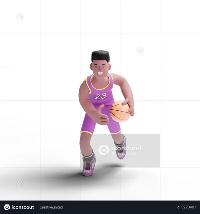 Basketball Player playing move  3D Illustration