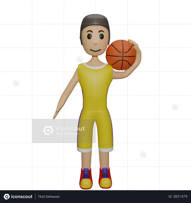 Basketball Player playing with basketball  3D Illustration