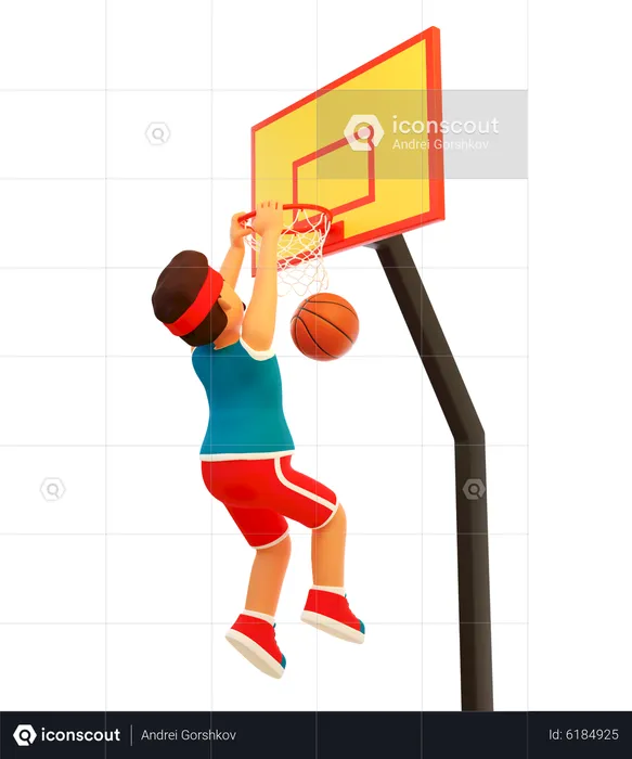Basketball player scored a goal  3D Illustration