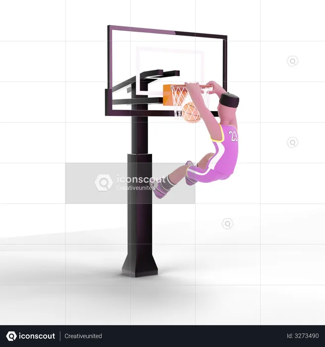 Basketball Player scoring goal  3D Illustration