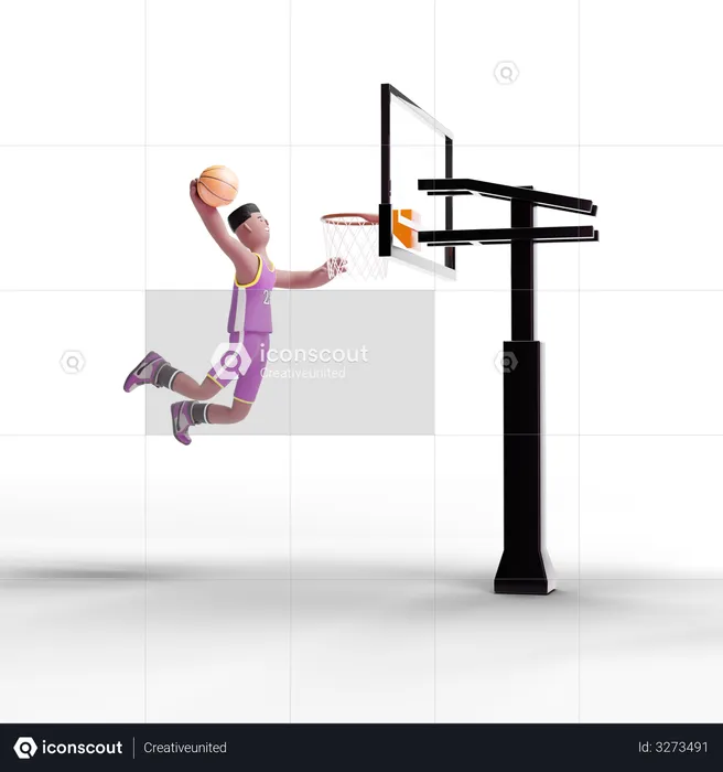 Basketball Player scoring goal  3D Illustration
