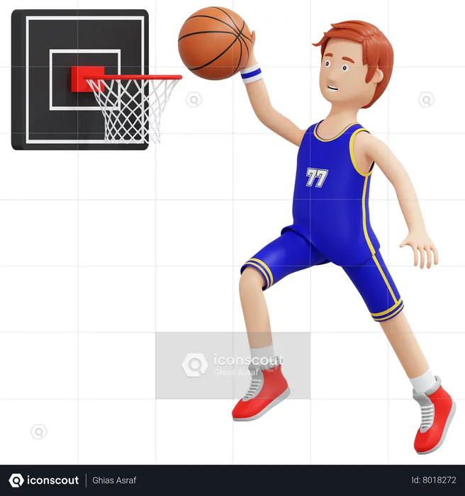 Basketball Player Slam Dunk  3D Illustration