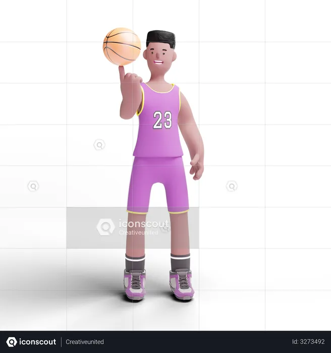 Basketball Player spinning ball on finger  3D Illustration