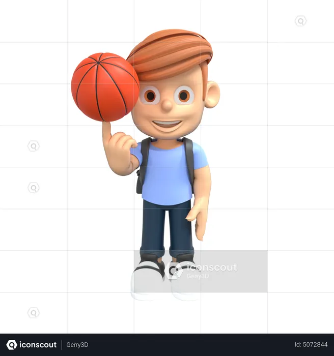 Basketball Player spinning ball on finger  3D Illustration