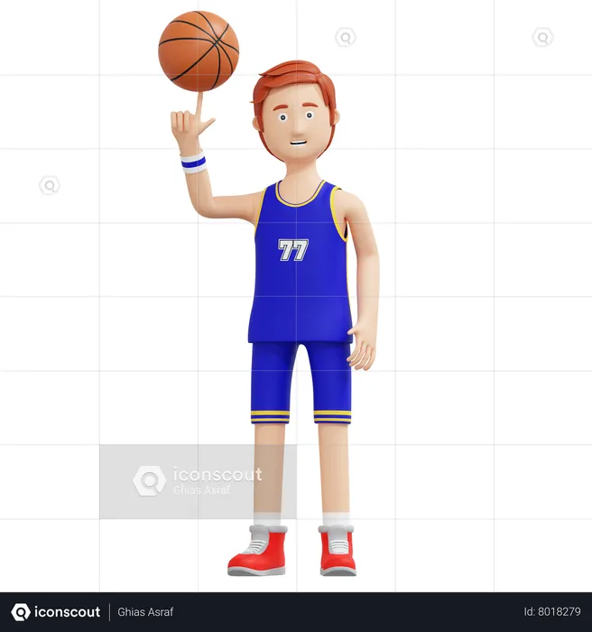 Basketball Player Spinning Ball With Finger Tip  3D Illustration