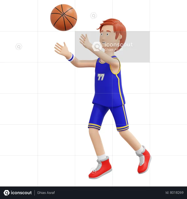 Basketball Player Throwing Ball  3D Illustration